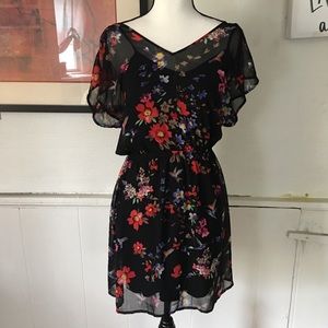 Express Black Floral Lined Dress